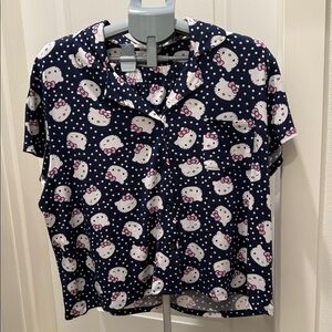 Hello Kitty Navy Short Sleeve Button Front Top with Shorts Sleep Wear